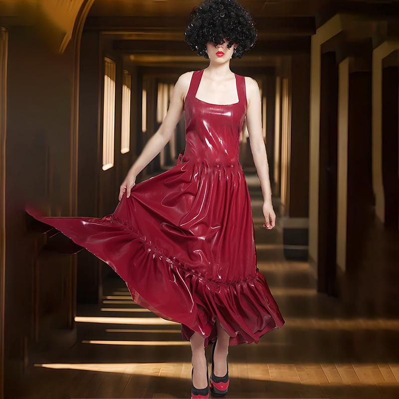 Burgundy Natural Latex Dress: A Timeless Blend of Elegance and Edge